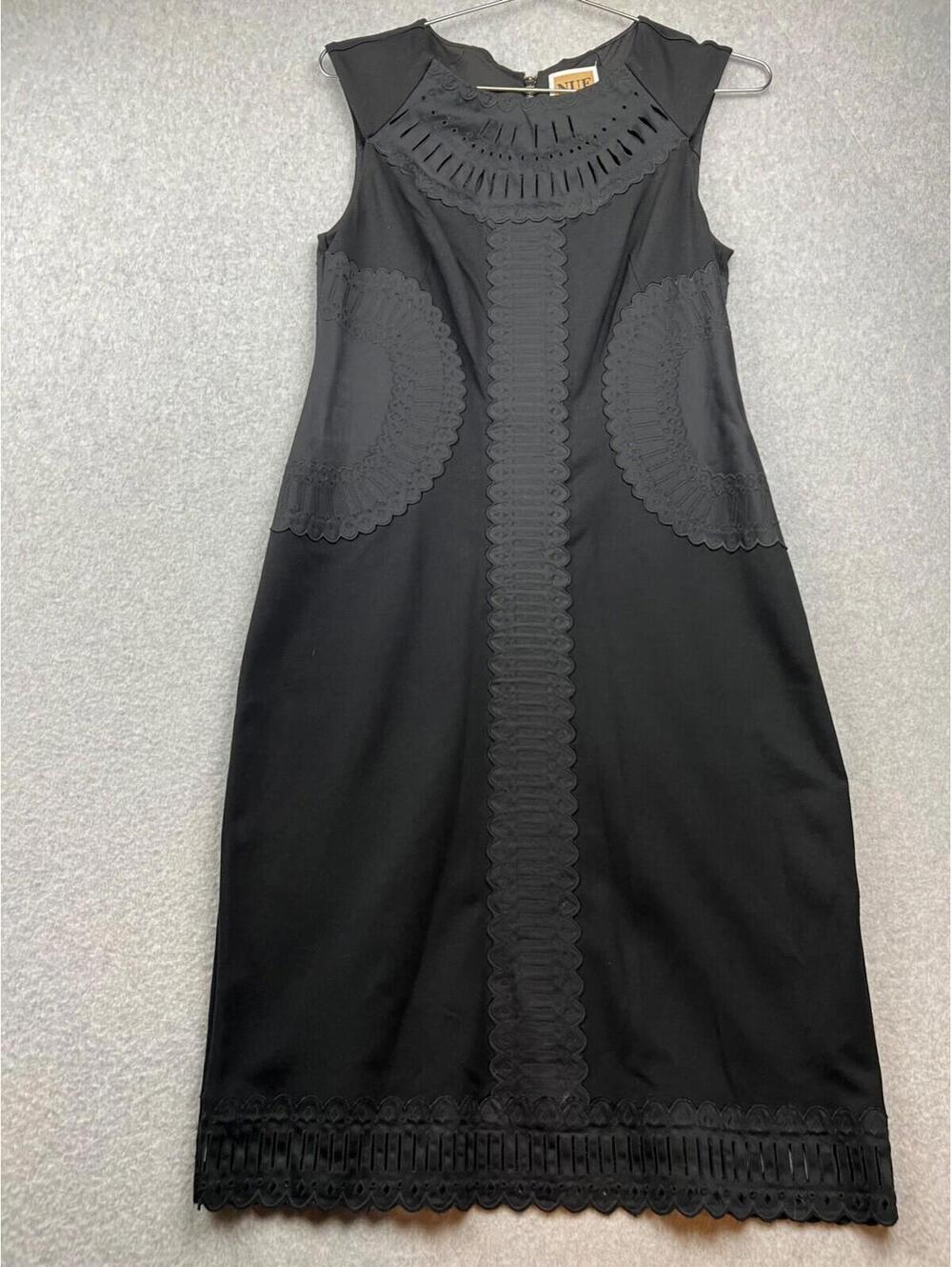 NUE Shani Sheath Dress Womens 4 Black Sleeveless Eyelet Boho